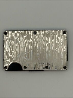 Ridge Grey Damascus Stainless RFID Wallet Cash Strap & Clip (P104)